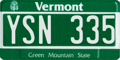 VT license plate YSN335