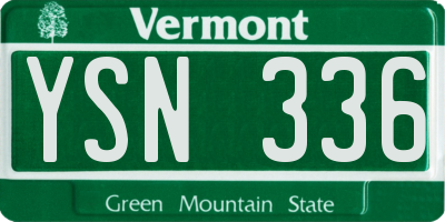 VT license plate YSN336