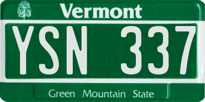VT license plate YSN337