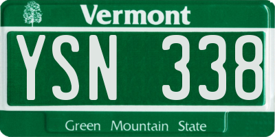 VT license plate YSN338