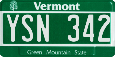 VT license plate YSN342