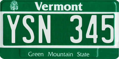 VT license plate YSN345