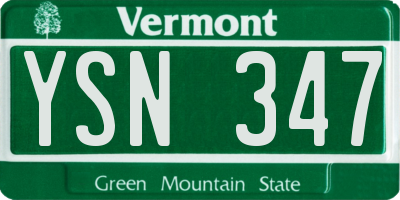 VT license plate YSN347
