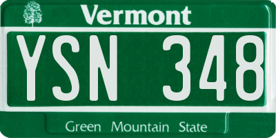 VT license plate YSN348