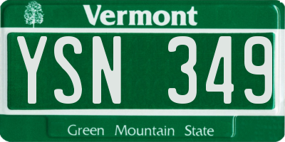 VT license plate YSN349
