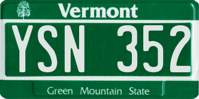 VT license plate YSN352