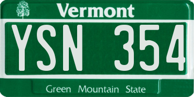 VT license plate YSN354