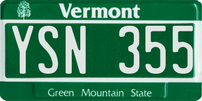 VT license plate YSN355
