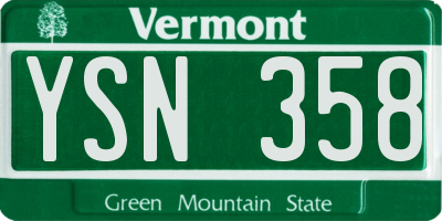 VT license plate YSN358
