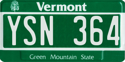 VT license plate YSN364