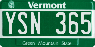 VT license plate YSN365