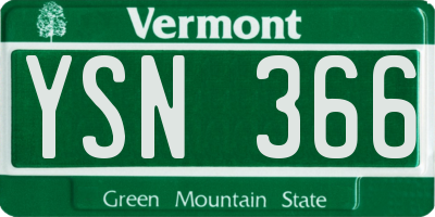 VT license plate YSN366