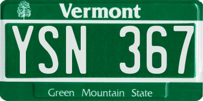 VT license plate YSN367