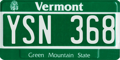 VT license plate YSN368
