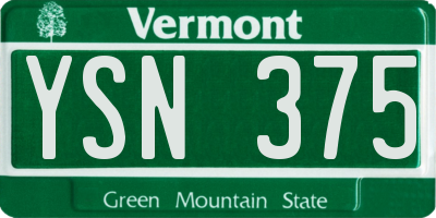 VT license plate YSN375