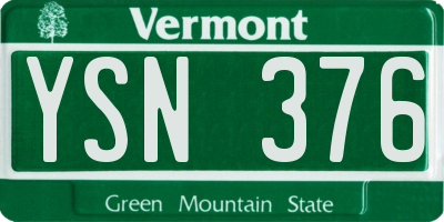 VT license plate YSN376