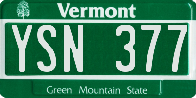 VT license plate YSN377