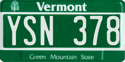 VT license plate YSN378