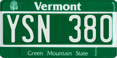 VT license plate YSN380