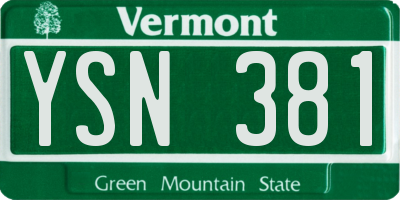 VT license plate YSN381