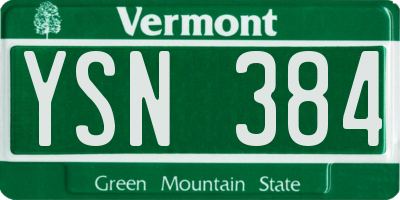 VT license plate YSN384