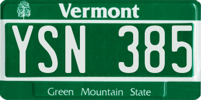 VT license plate YSN385