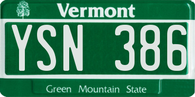 VT license plate YSN386