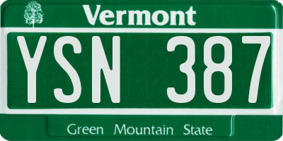 VT license plate YSN387