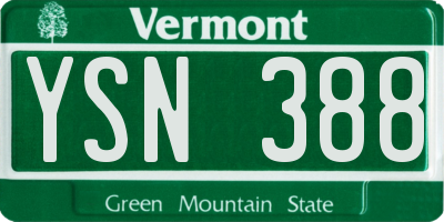 VT license plate YSN388