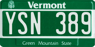 VT license plate YSN389