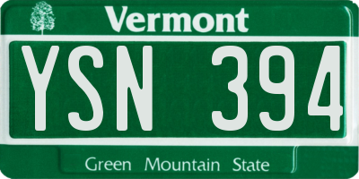 VT license plate YSN394