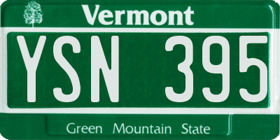 VT license plate YSN395