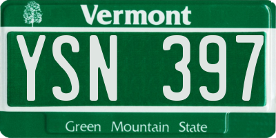 VT license plate YSN397