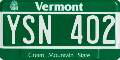 VT license plate YSN402