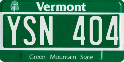 VT license plate YSN404