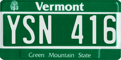VT license plate YSN416