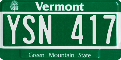 VT license plate YSN417
