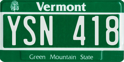 VT license plate YSN418