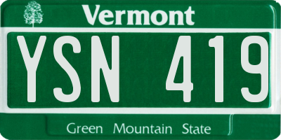VT license plate YSN419