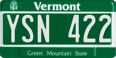 VT license plate YSN422