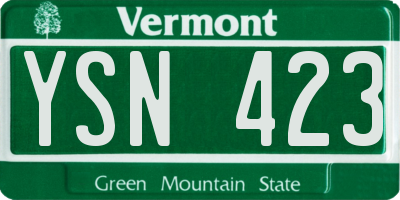 VT license plate YSN423