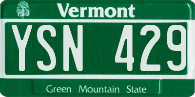 VT license plate YSN429