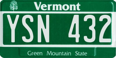 VT license plate YSN432