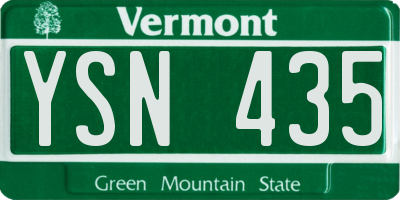 VT license plate YSN435
