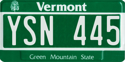 VT license plate YSN445