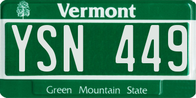 VT license plate YSN449