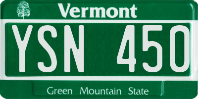 VT license plate YSN450