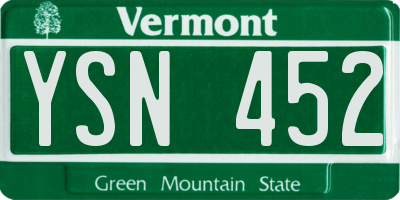 VT license plate YSN452