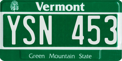 VT license plate YSN453