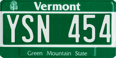 VT license plate YSN454